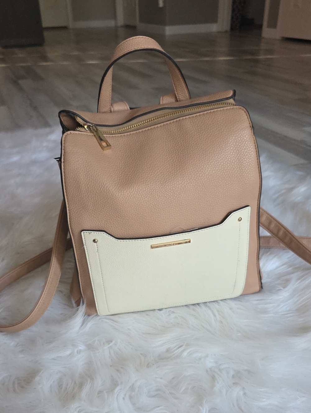 Aldo Two-Tone Beige and Cream Backpack